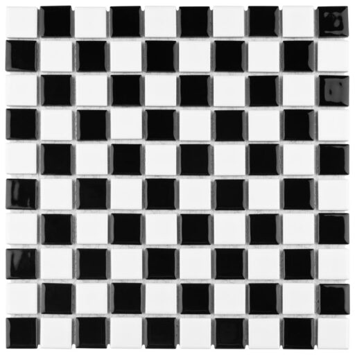 Checkerboard Square Glossy 12"x12" Porcelain Mos TCK1