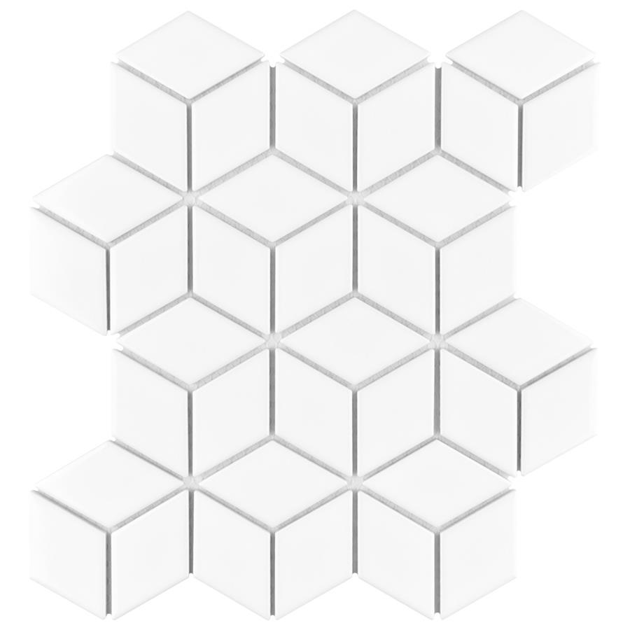 Metro Rhombus Glossy White 10-1/2"x12-1/8 Porcelain Mos