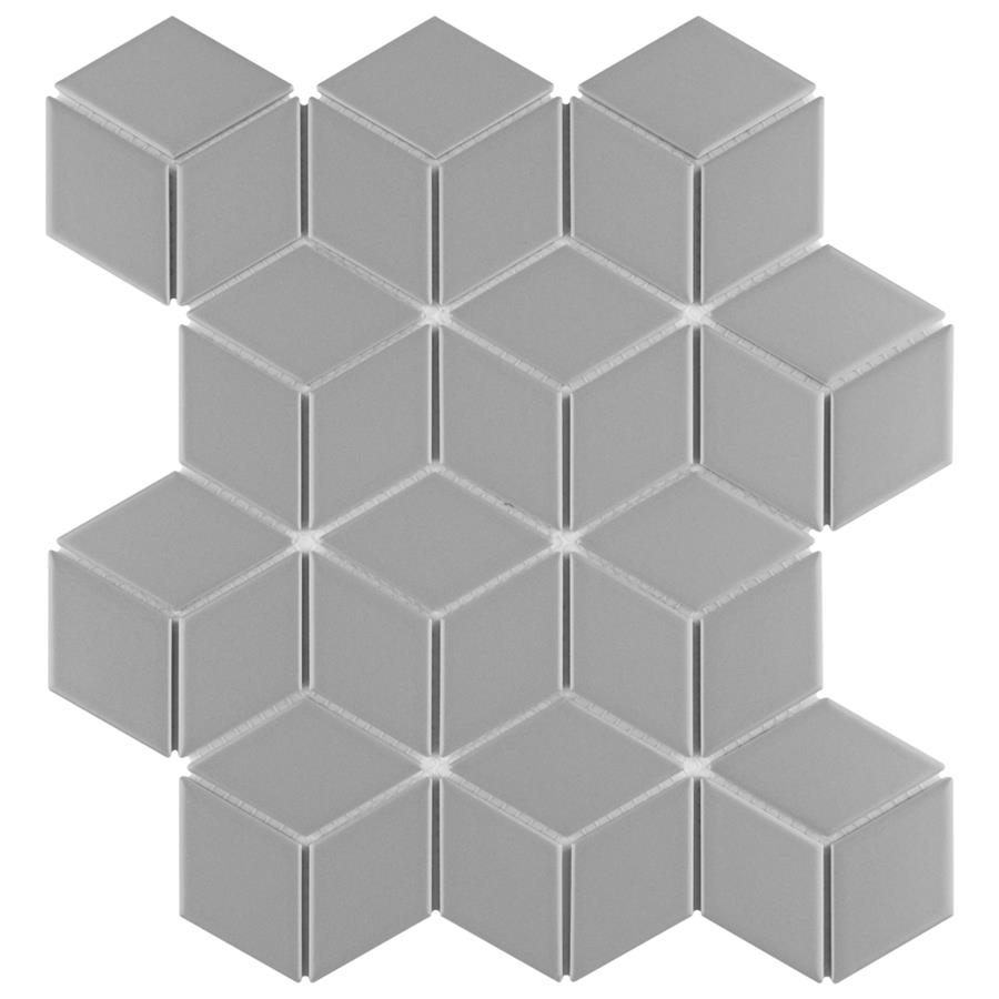 Metro Rhombus Matte Light Grey 10-1/2"x12-1/8" Porcelain Mos