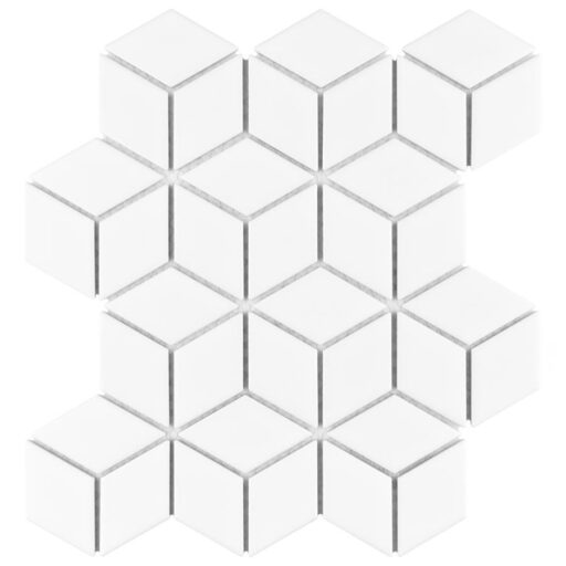 Metro Rhombus Matte White 10-1/2"x12-1/8" Porcelain Mos
