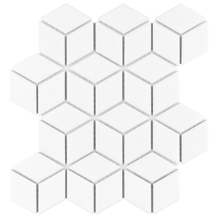 Metro Rhombus Matte White 10-1/2"x12-1/8" Porcelain Mos