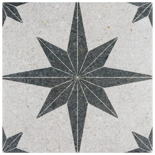 Compass Star White Stone 8"x8" Porcelain F/W Tile