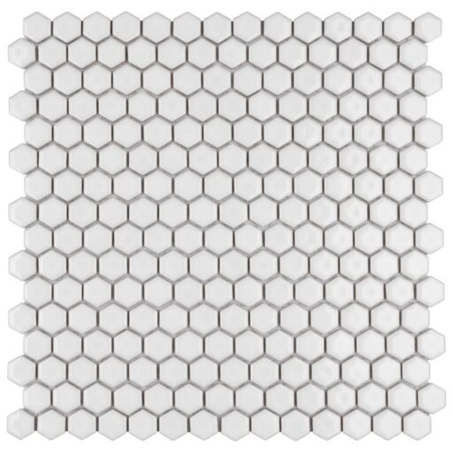 Colmena Hex Glossy White 11-1/2”x11-5/8” Porcelain Mosaic