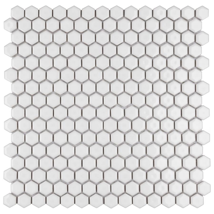 Colmena Hex Glossy White 11-1/2”x11-5/8” Porcelain Mosaic