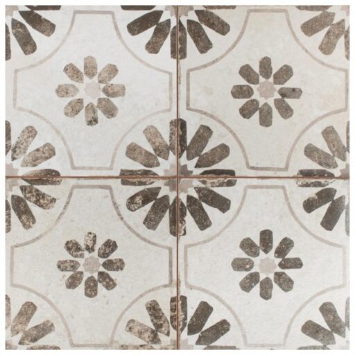 Kings Blume Nero 17-5/8"x17-5/8" Ceramic Floor/Wall Tile