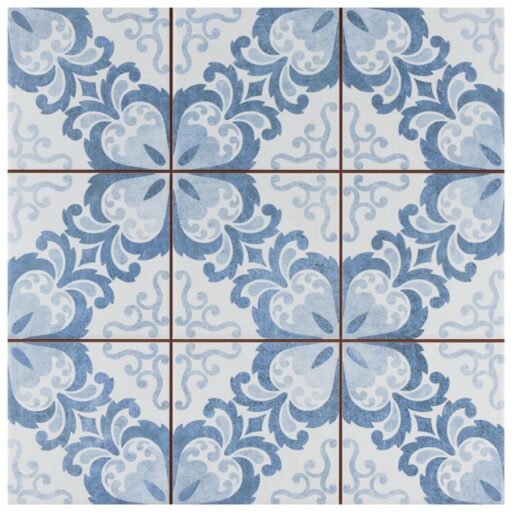 Harmonia Floral Lattice Blue 13"x13" Ceramic Floor/Wall Tile