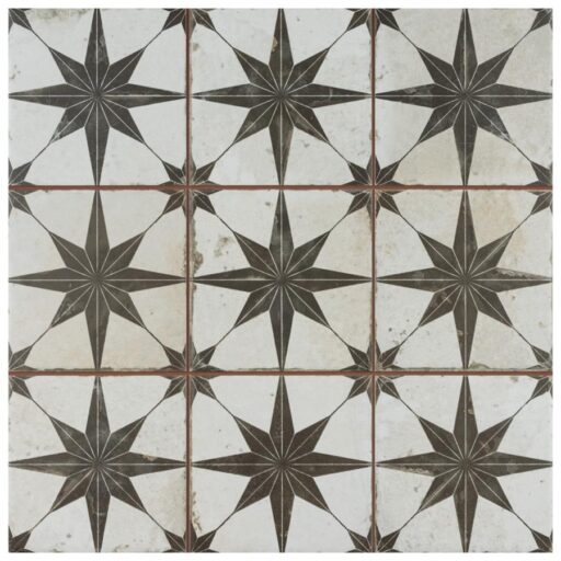 Harmonia Kings Star Nero 13"x13" Ceramic Floor/Wall Tile