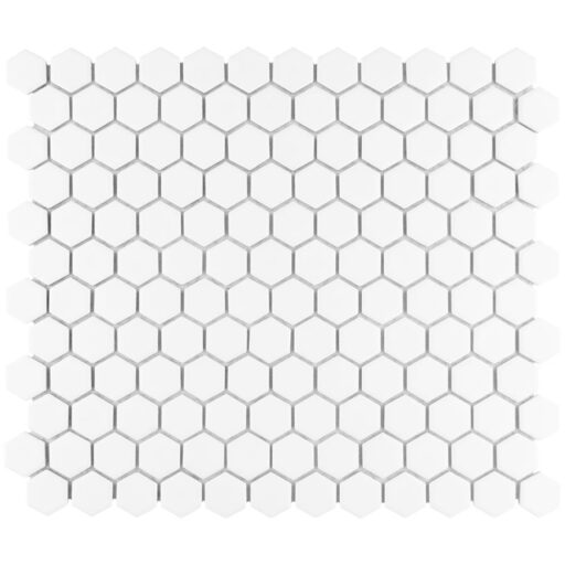 Hudson Hex 1" Matte White 11-7/8" x 13-1/4" Porcelain Mosai