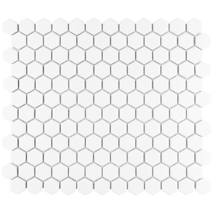 Hudson Hex 1" Matte White 11-7/8" x 13-1/4" Porcelain Mosai
