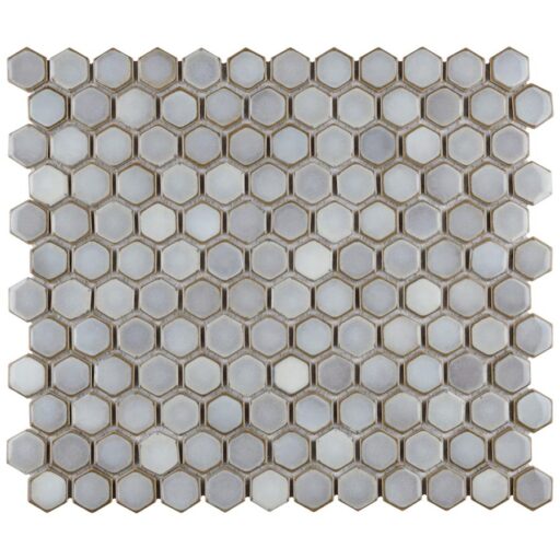 Hudson Hex 1" Grey Eye 11-7/8" x 13-1/4"Porc Mosaic