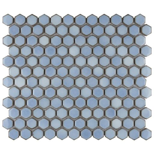 Hudson Hex 1" Frost Blue 11-7/8" x 13-1/4"Porc Mosaic