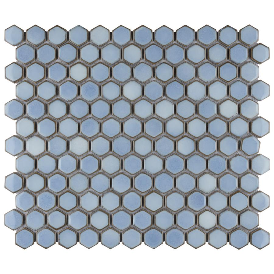 Hudson Hex 1" Frost Blue 11-7/8" x 13-1/4"Porc Mosaic