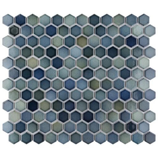 Hudson Hex 1" Atlantis 11-7/8" x 13-1/4" Porcelain Mosaic