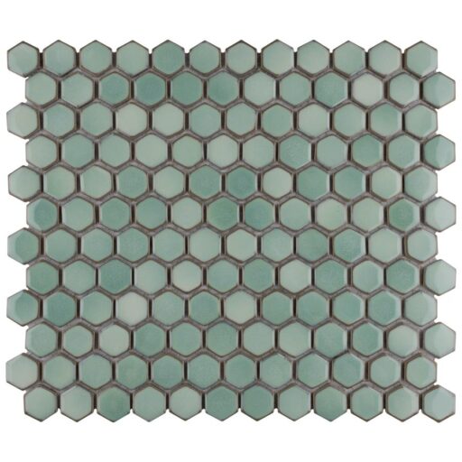 Hudson Hex 1" Mint Green 11-7/8" x 13-1/4" Porcelain Mosaic