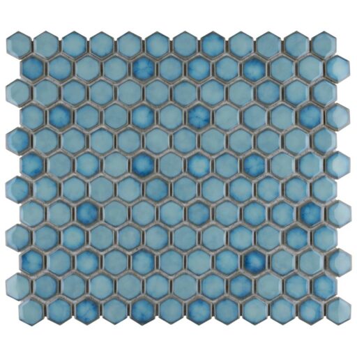 Hudson Hex 1" Marine 11-7/8" x 13-1/4" Porcelain Mosaic