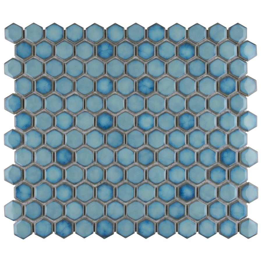 Hudson Hex 1" Marine 11-7/8" x 13-1/4" Porcelain Mosaic