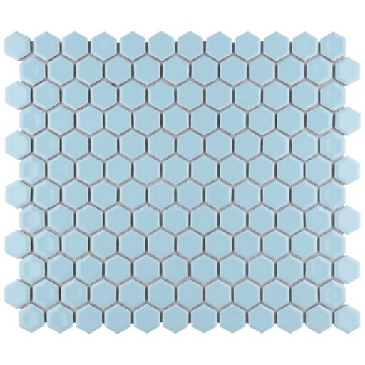 Hudson Hex 1" Cashmere Blue 11-7/8"x13-1/4" Porc Mosaic