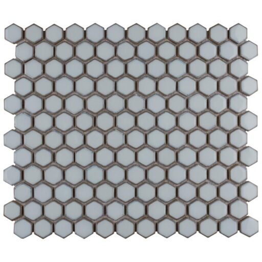 Hudson Hex 1" Silk White 11-7/8" x 13-1/4" Porcelain Mosaic