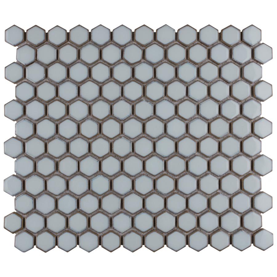 Hudson Hex 1" Silk White 11-7/8" x 13-1/4" Porcelain Mosaic