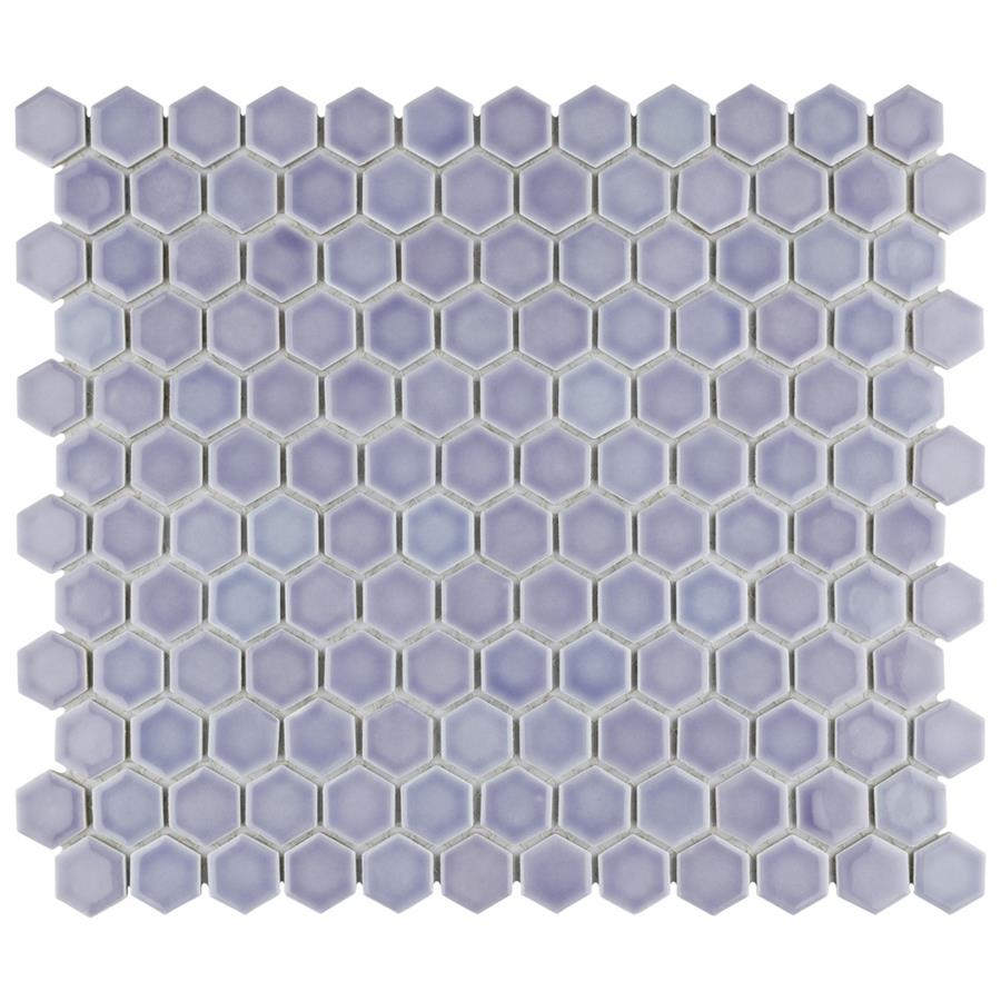Hudson Hex 1" Lavender 11-7/8" x 13-1/4" Porcelain Mosaic
