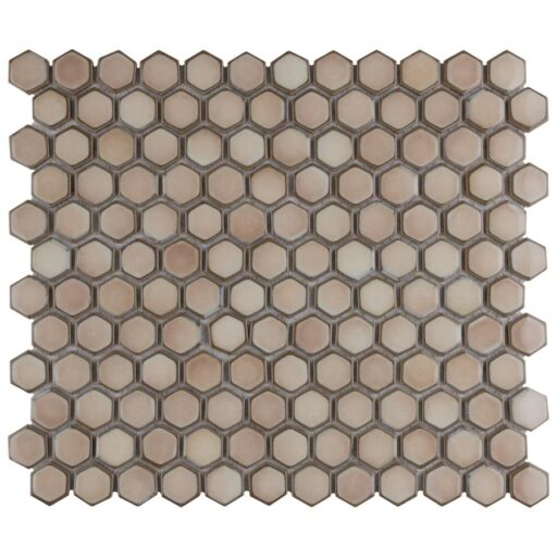Hudson Hex 1" Truffle 11-7/8" x 13-1/4" Porcelain Mosaic
