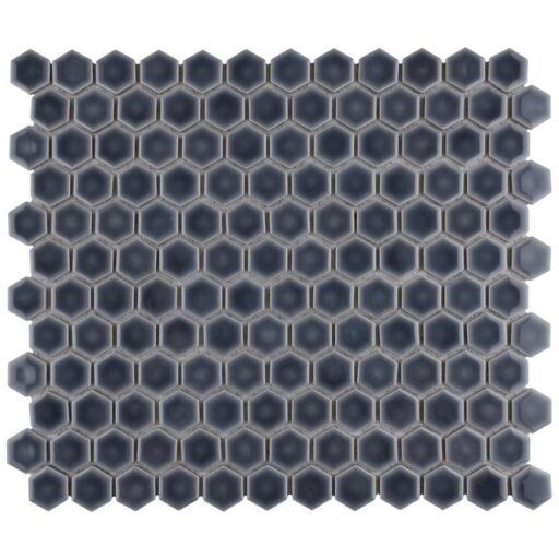 Hudson Hex 1" Storm Grey 11-7/8" x 13-1/4" Porcelain Mosaic