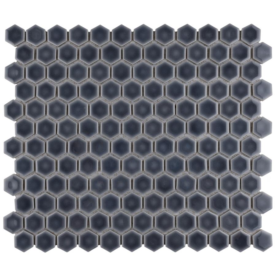 Hudson Hex 1" Storm Grey 11-7/8" x 13-1/4" Porcelain Mosaic