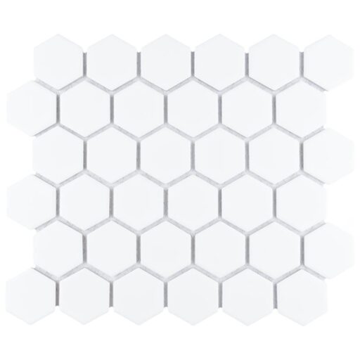 Hudson Due Hex 2" Matte White 11-1/4" x 12-1/2" Porc Mos