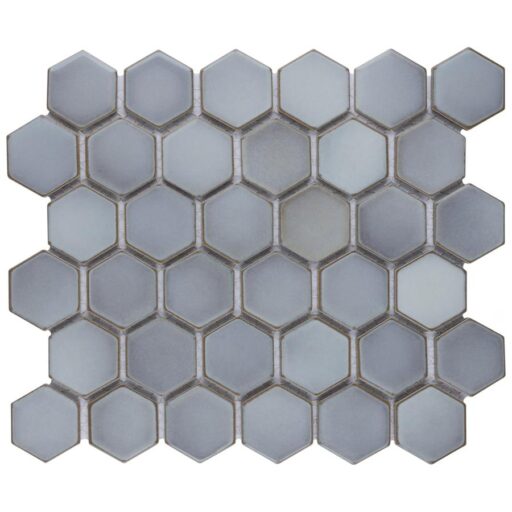 Hudson Due Hex 2" Grey Eye 11-1/4"x12-1/2" Porcelain Mosaic