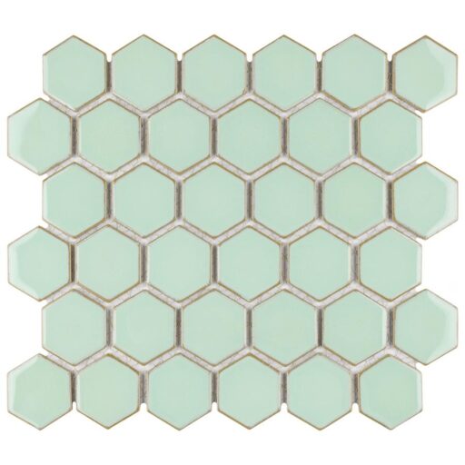 Hudson Due Hex 2" Light Green 12-1/2"x11-1/4" Porc Mos