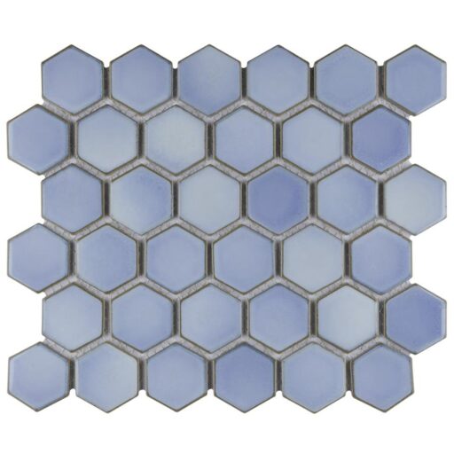 Hudson Due Hex 2" Frost Blue 11-1/4" x 12-1/2" Porc Mosaic