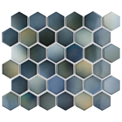 Hudson Due Hex 2" Atlantis 11-1/4"x12-1/2" Porcelain Mosaic