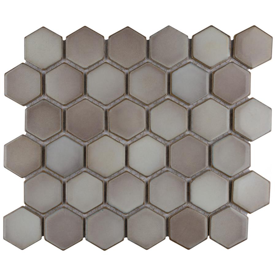 Hudson Due Hex 2" Dove Grey 11-1/4"x12-1/2" Porcelain Mosaic