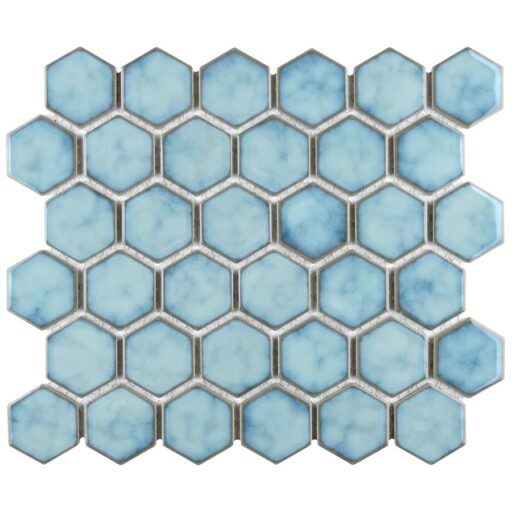 Hudson Due Hex 2" Marine 11-1/4"x12-1/2" Porc Mosaic