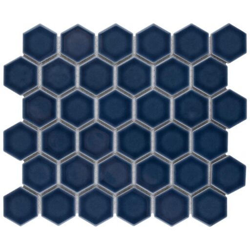 Hudson Due Hex 2" Denim Blue 11-1/4" x 12-1/2" Porc Mosaic