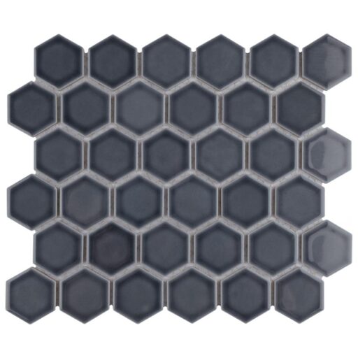 Hudson Due Hex 2" Imperial Grey 11-1/4" x 12-1/2" Por Mosaic