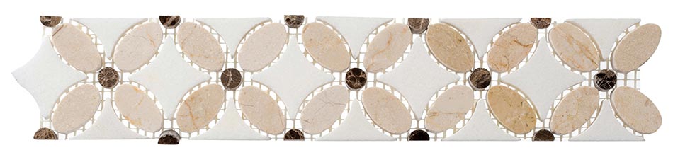 Crema marfil(oval)+Emp. dark(dots)+Thassos white(dots) Flower