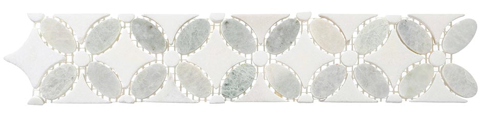 Ming green(oval)+Thassos white(dots)+Thassos white(base) Flower
