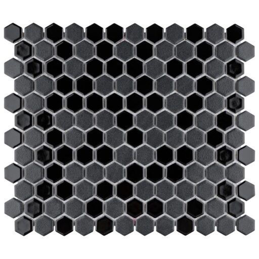 Citi 1" Hex Black 10-1/4" x 11-7/8" Porcelain Mosaic