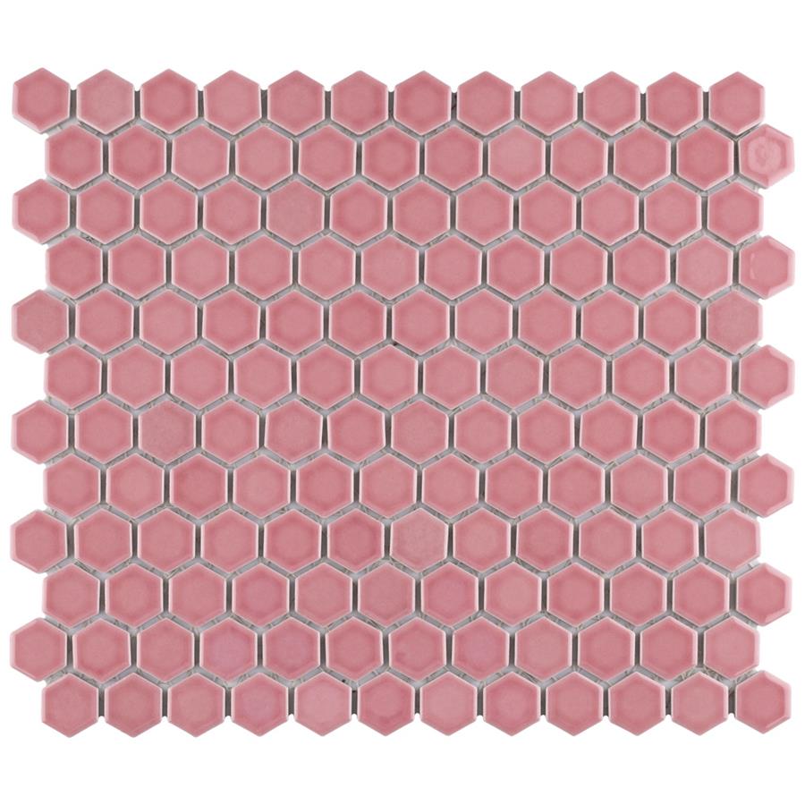Tribeca Hex 1" Glossy Blush 10-1/4" x 11-7/8" Porc Mosaic