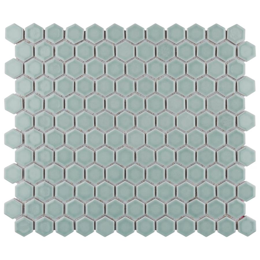 Tribeca Hex 1" Glossy Mist 10-1/4" x 11-7/8"Porcelain Mosaic