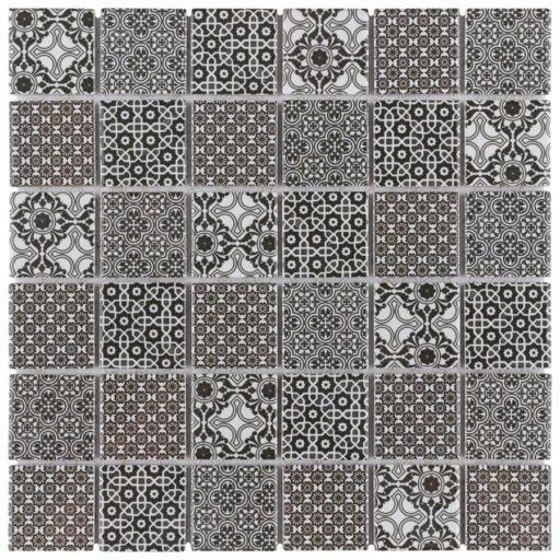 Classico 2" Black 11-3/4"x11-3/4" Porcelain Mosaic