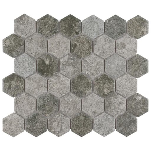 Grinta 2" Hex Grey 11-1/8" x 12-5/8" Porcelain Mosaic