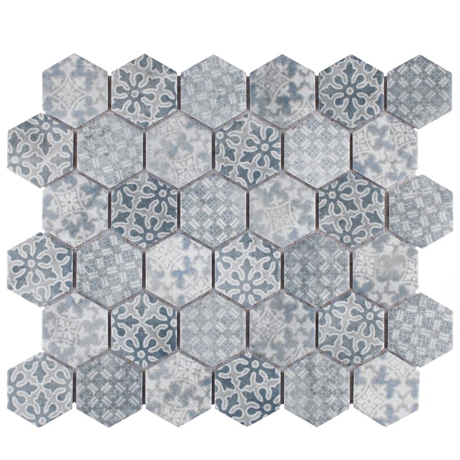Medley 2" Hex Slate Blue 11-1/8"x 12-5/8" Porcelain Mosaic