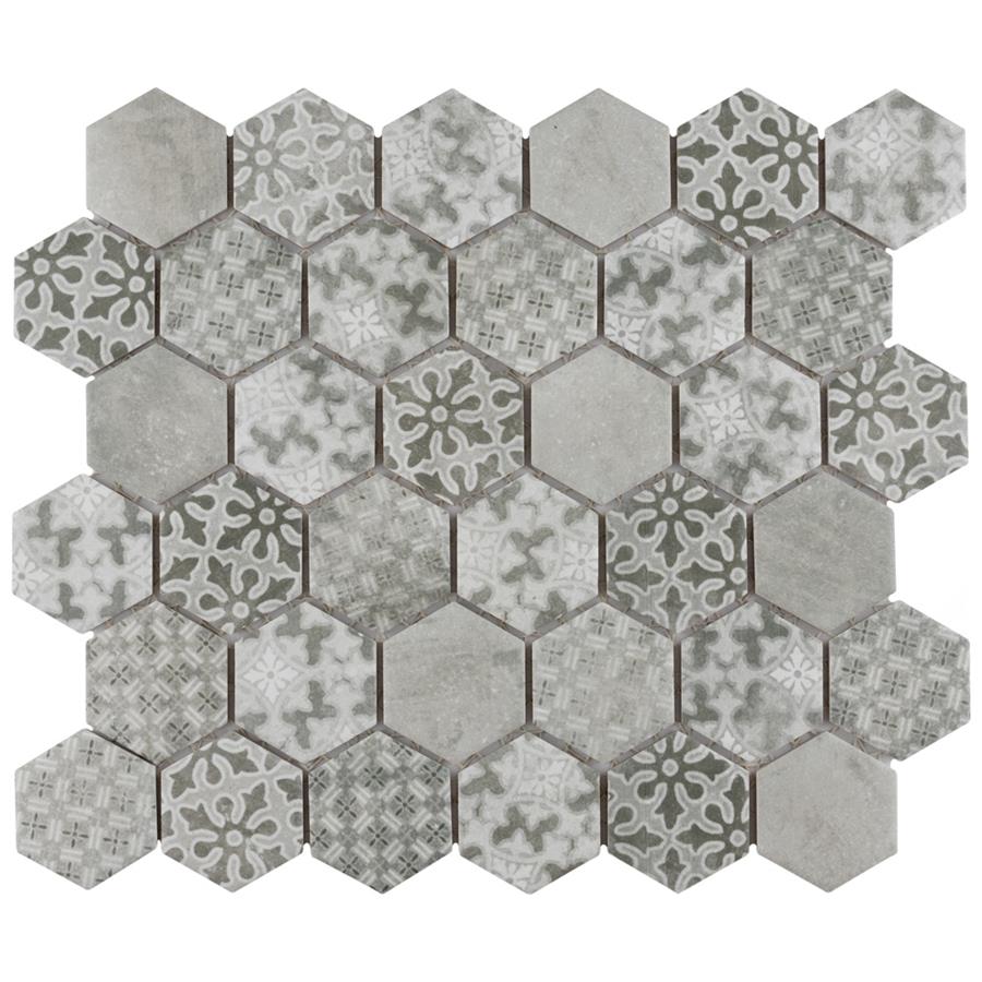 Medley 2" Hex Grey 11-1/8" x 12-5/8" Porcelain Mosaic