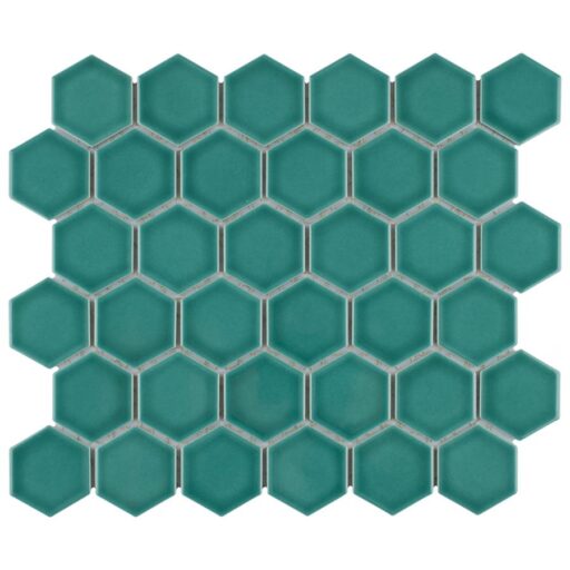 Tribeca 2" Hex Glossy Jade 11-1/8"x12-5/8" Porcelain Mosaic