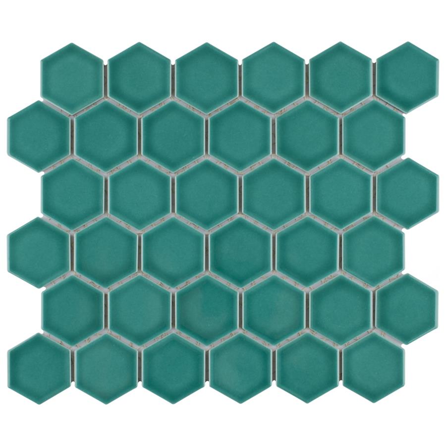 Tribeca 2" Hex Glossy Jade 11-1/8"x12-5/8" Porcelain Mosaic