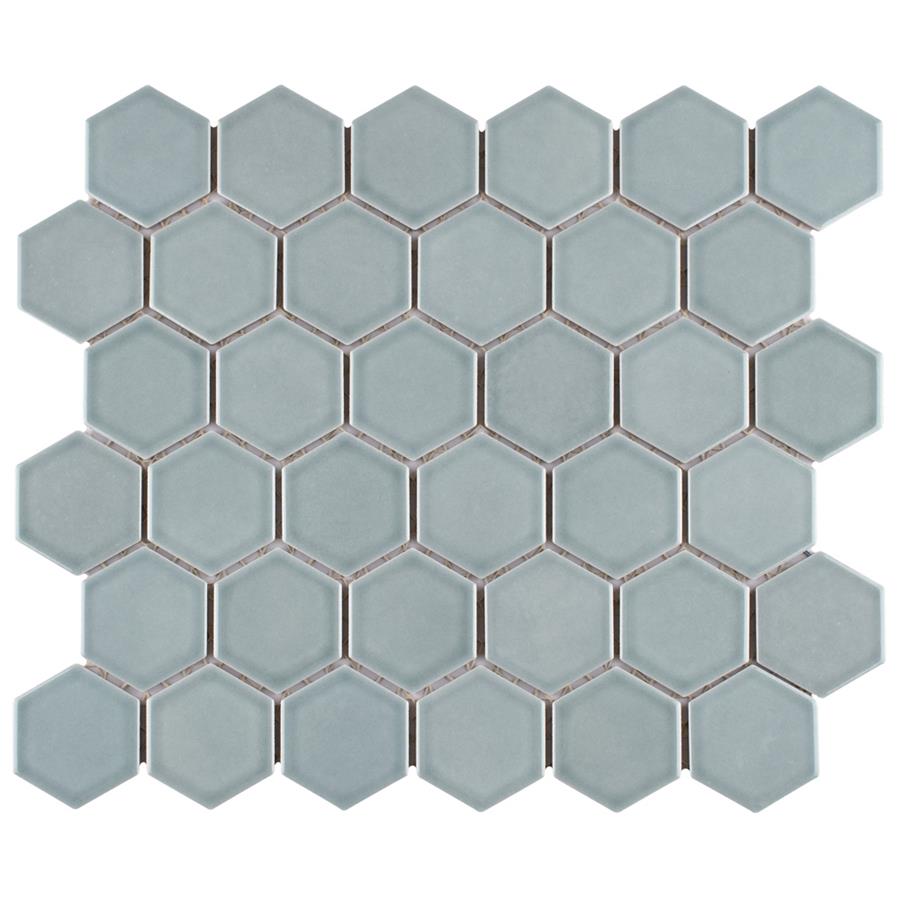 Tribeca 2" Hex Glossy Mist 11-1/8"x12-5/8" Porcelain Mosaic