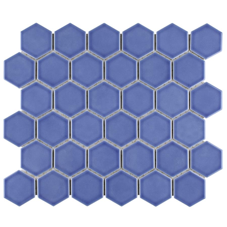 Tribeca 2" Hex Glossy Periwinkle 11-1/8"x12-5/8" Porc Mos