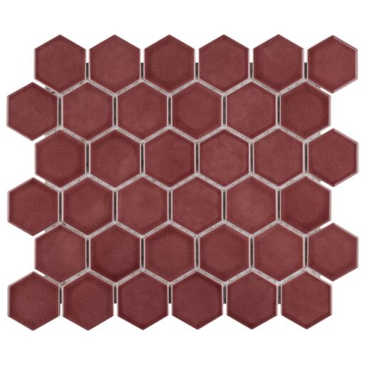 Tribeca 2" Hex Glossy Rusty Red 11-1/8"x12-5/8" Porc Mosaic